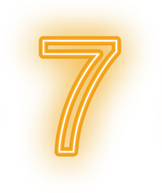 Neon Orange Number Seven Illustration